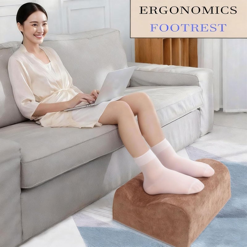 COMFelicify Foot Rest for Under Desk at Work, Ergonomic Under Desk Footrest with Washable Cover, Memory Foam Foot Stool for Office Chair & Gaming Chair, Back & Hip Pain Relief, Brown - Image 3